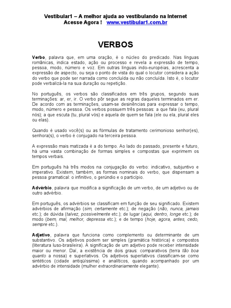 Apostila Sobre Verbos, PDF, Plural