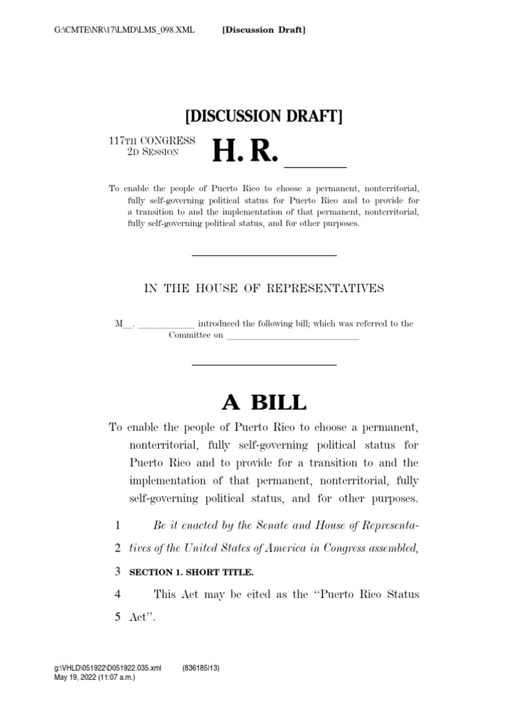 Puerto Rico Status Discussion Draft | PDF | U.S. State | Crime & Violence