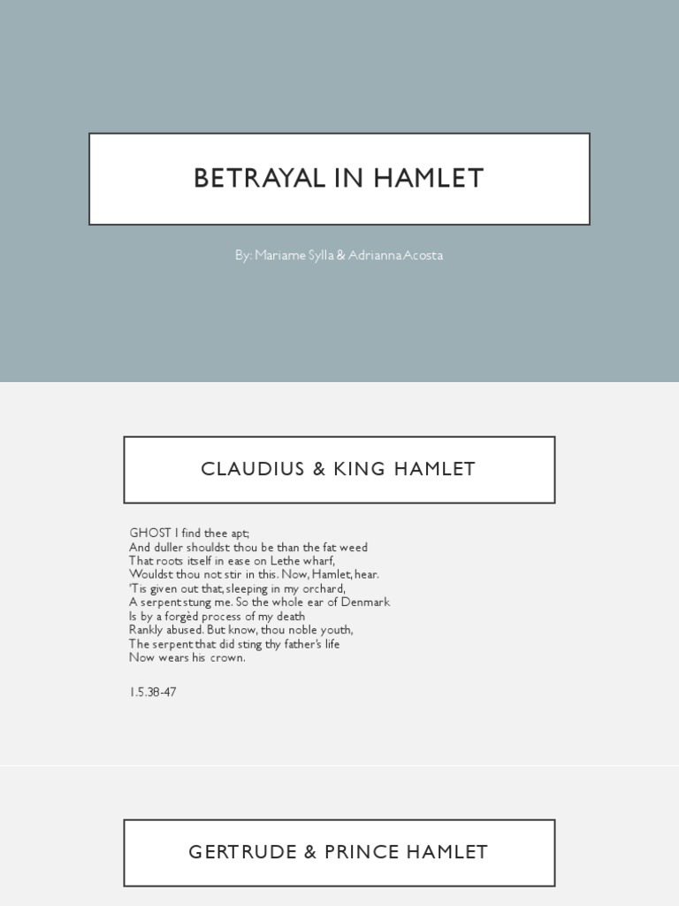 Betrayal Big Idea in Hamlet PDF Hamlet Plays Based On European