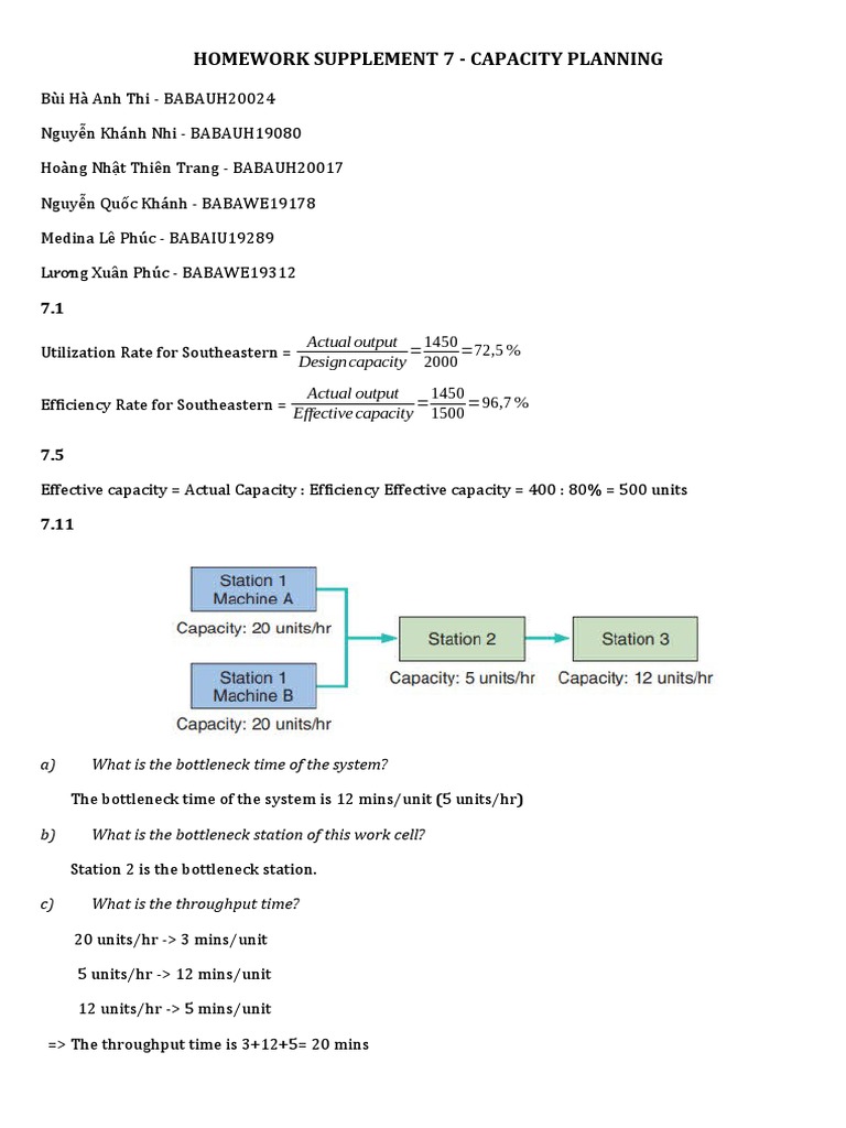 Homework POM Aft G5 Supplement 7 Capacity Planning PDF Marketing Business Process