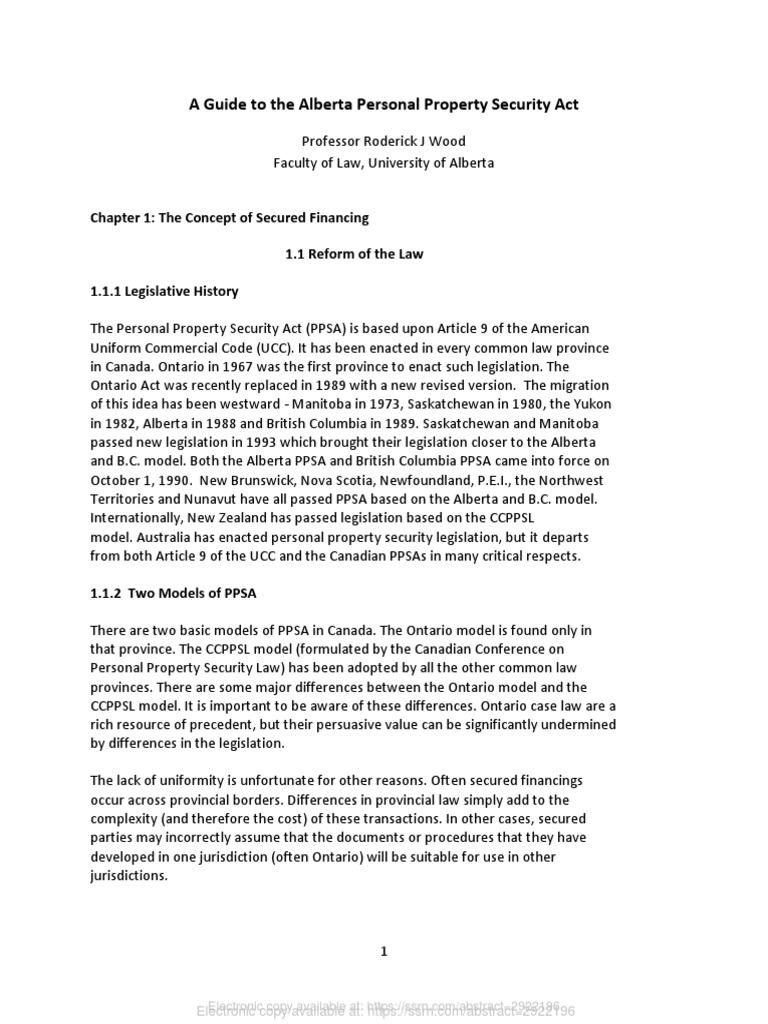 A guide to the alberta personal property security act pdf security