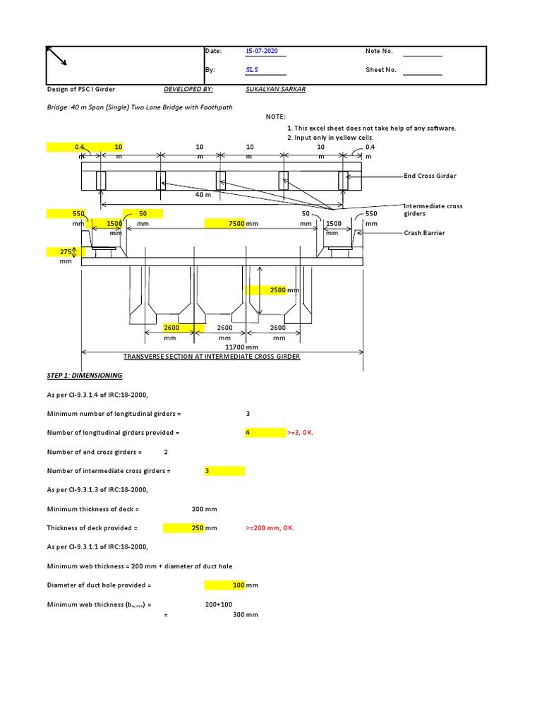 PSC I Girder Design for 40m Bridge | PDF | Bridge | Beam (Structure)