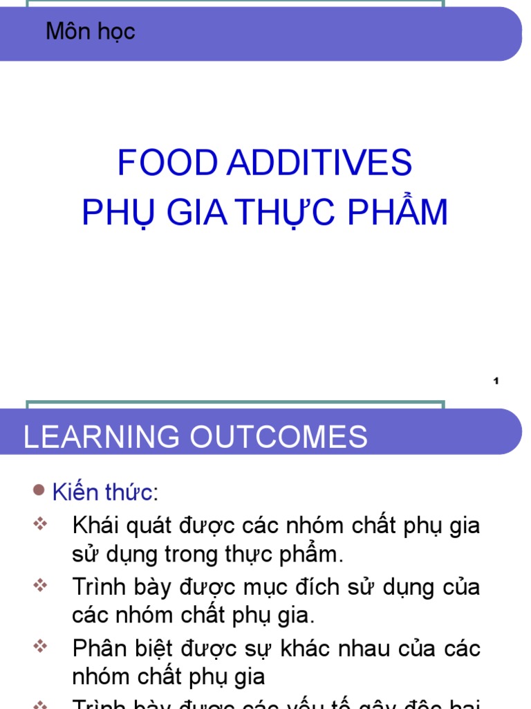 Lesson 1 Introduction To Food Additives PDF