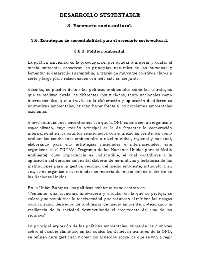 3.6.3. Política Ambiental | PDF | Desarrollo sostenible | Sustentabilidad