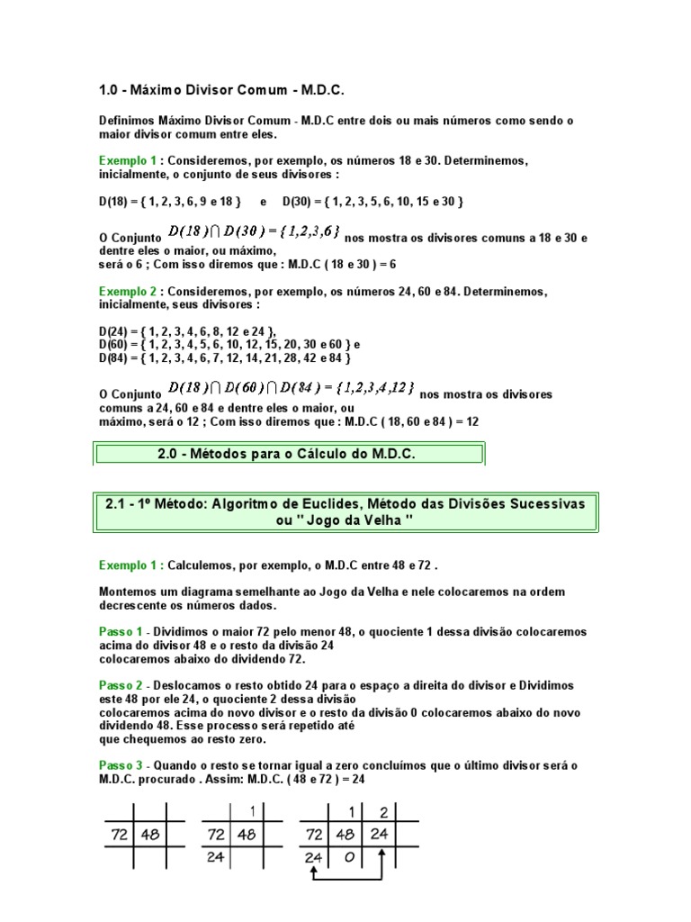 Cálculo do Máximo Divisor Comum | PDF | Fração (Matemática) | Equação ...