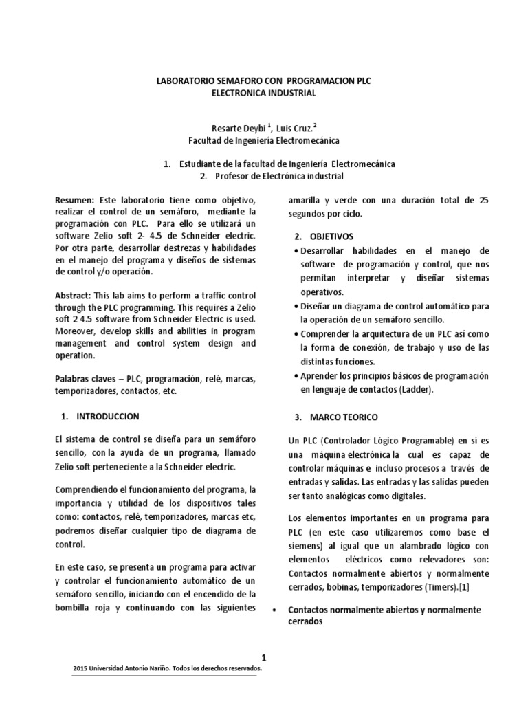 Programacion PLC Semáforo | PDF | Controlador lógico programable ...