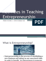 Activities in Teaching Entrepreneurship