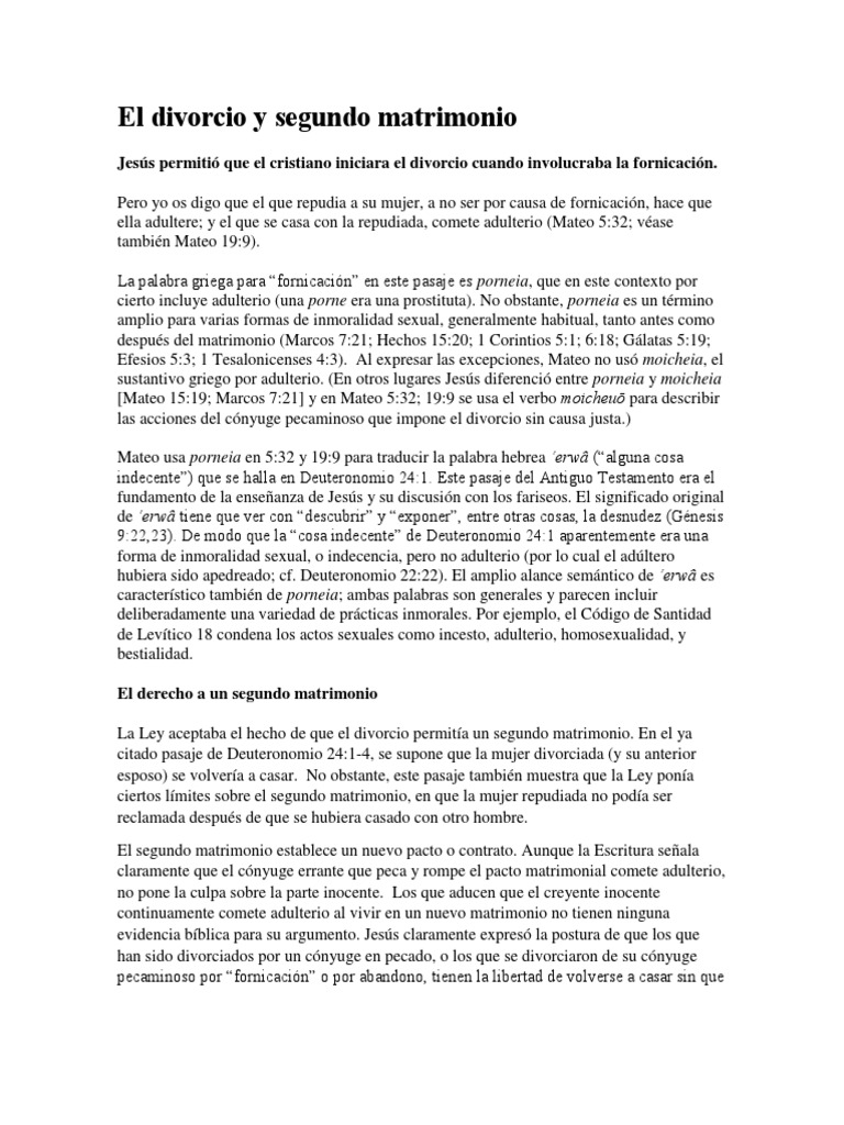 El Divorcio Y Segundo Matrimonio Pdf Adulterio Matrimonio