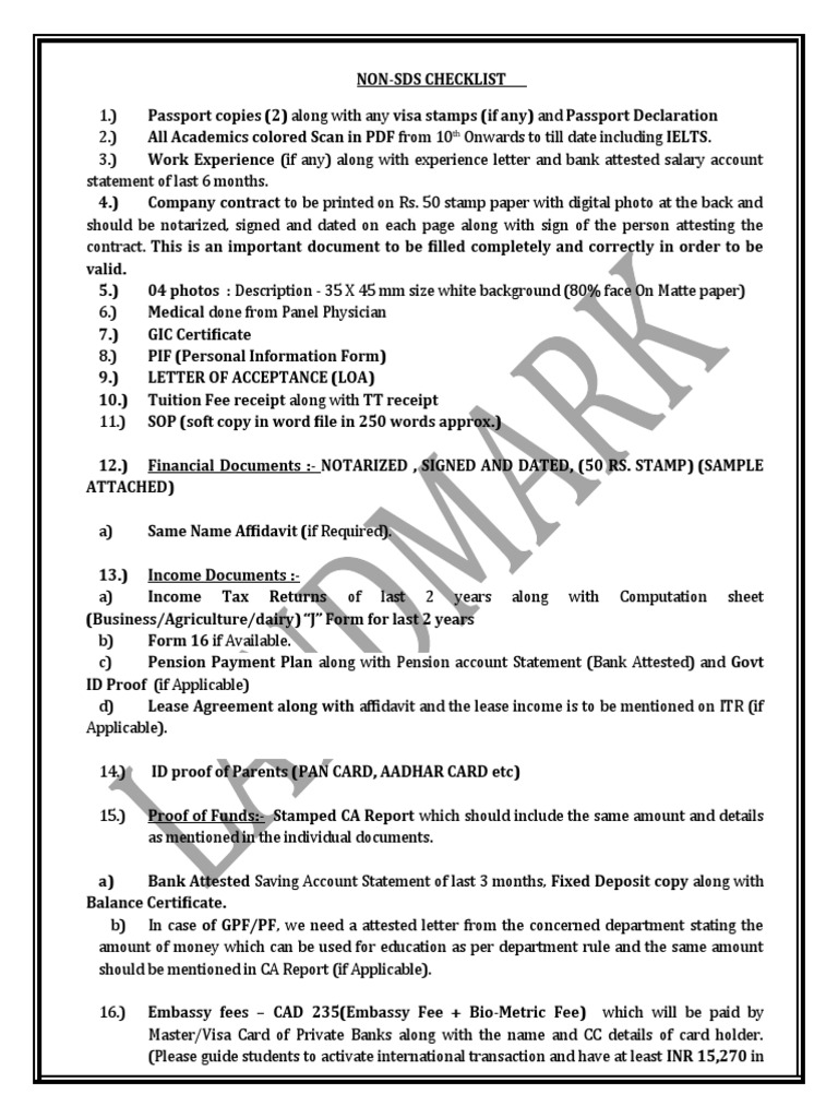 Non Sds Checklist Download Free Pdf Travel Visa Notary Public