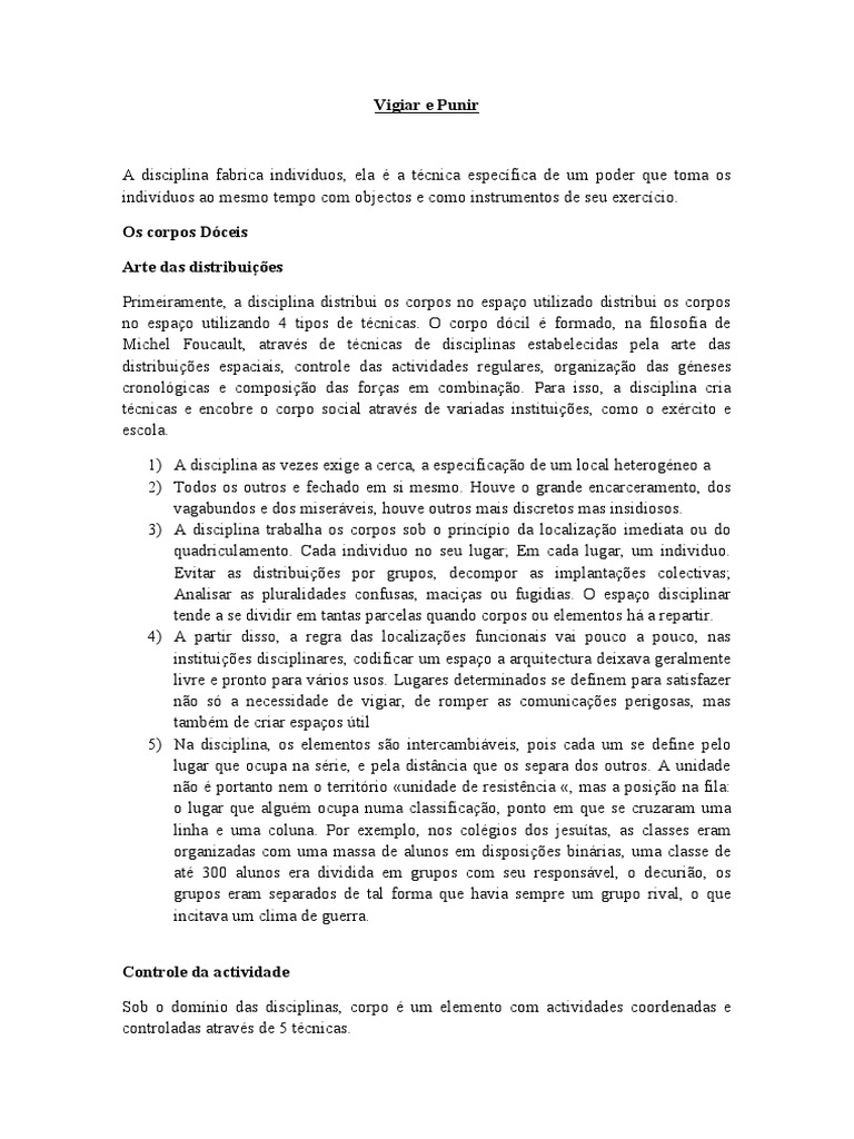 Vigiar e Punir PDF Tempo Michel Foucault