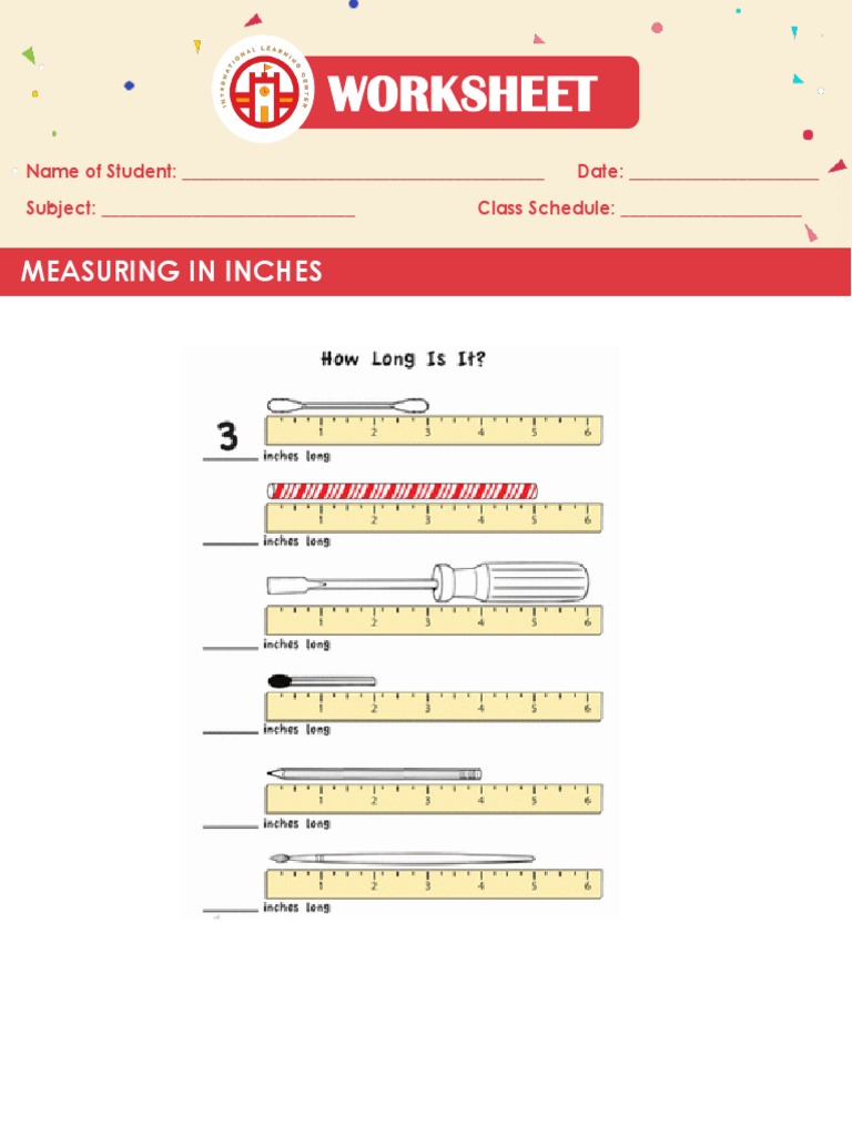 Measuring in Inches Worksheet | PDF