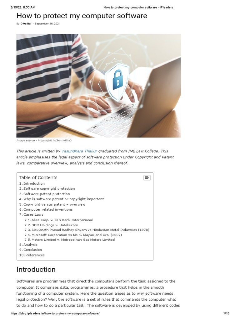 How To Protect My Computer Software - Ipleaders | PDF | License | Patent