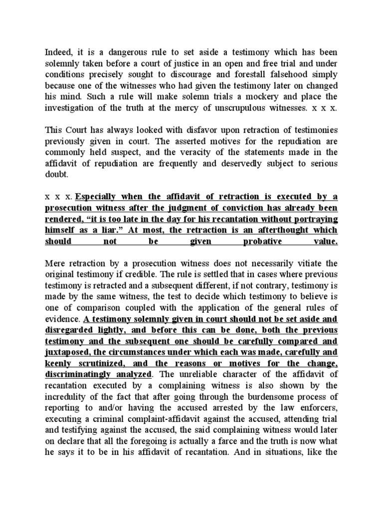 Standards for Witness Recantation | PDF | Affidavit | Witness