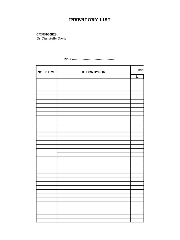Inventory List | PDF