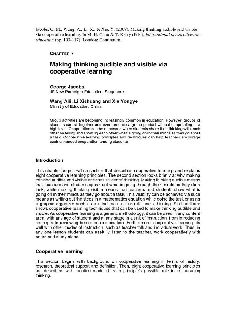 Cooperative Learning Download Free Pdf Teachers Thought