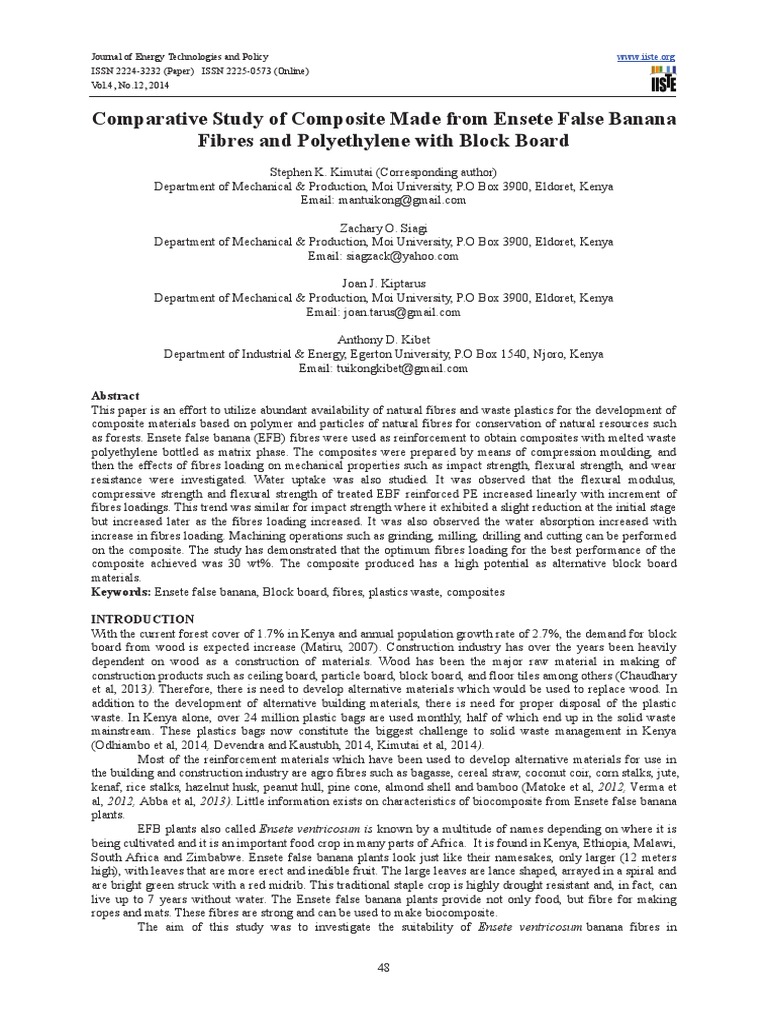 Comprative Study of Enset and Banana Fiber PDF Composite Material