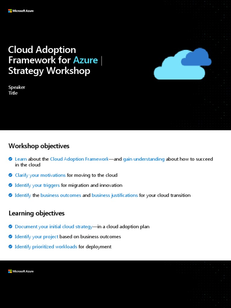 Cloud Adoption Framework For Strategy Workshop: Azure | PDF | Cloud ...
