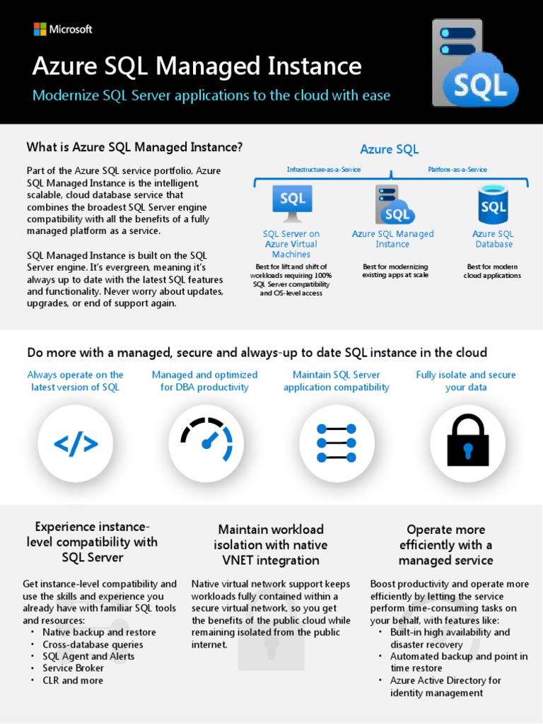 SQL Managed Instance AHB 1 Pager May 2020 | PDF | Cloud Computing ...