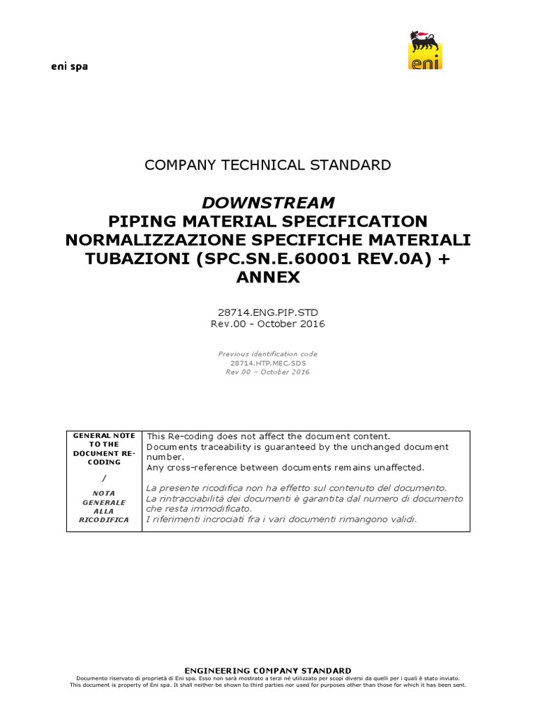 28714I00 Piping Material Specification | PDF