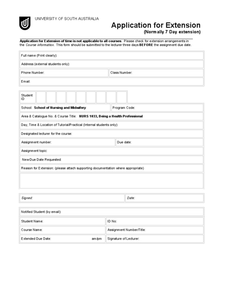 Extension Application for NURS 1033 | PDF