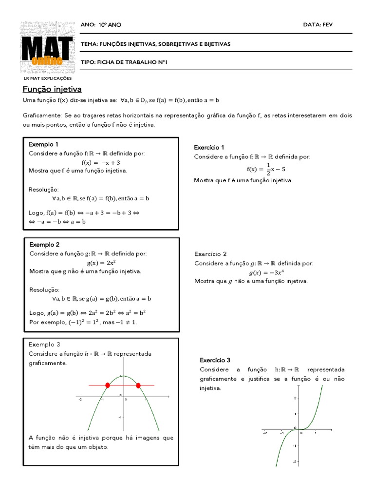 Funções Injetivas, Sobrejetivas e Bijetivas | PDF | Função (Matemática ...