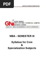 Semester III Core and Specialization Syllabus