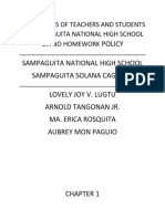 Perceptions of Teachers and Students of Sampaguita National High School On No Homework Policy