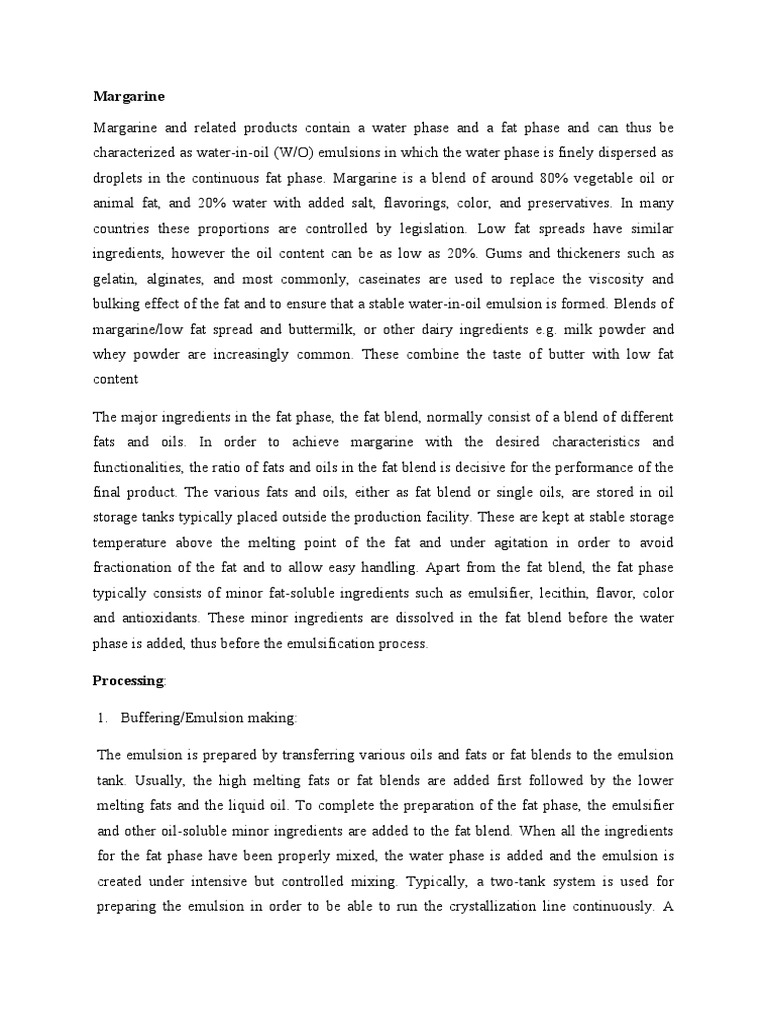 Margarine | PDF | Emulsion | Crystallization