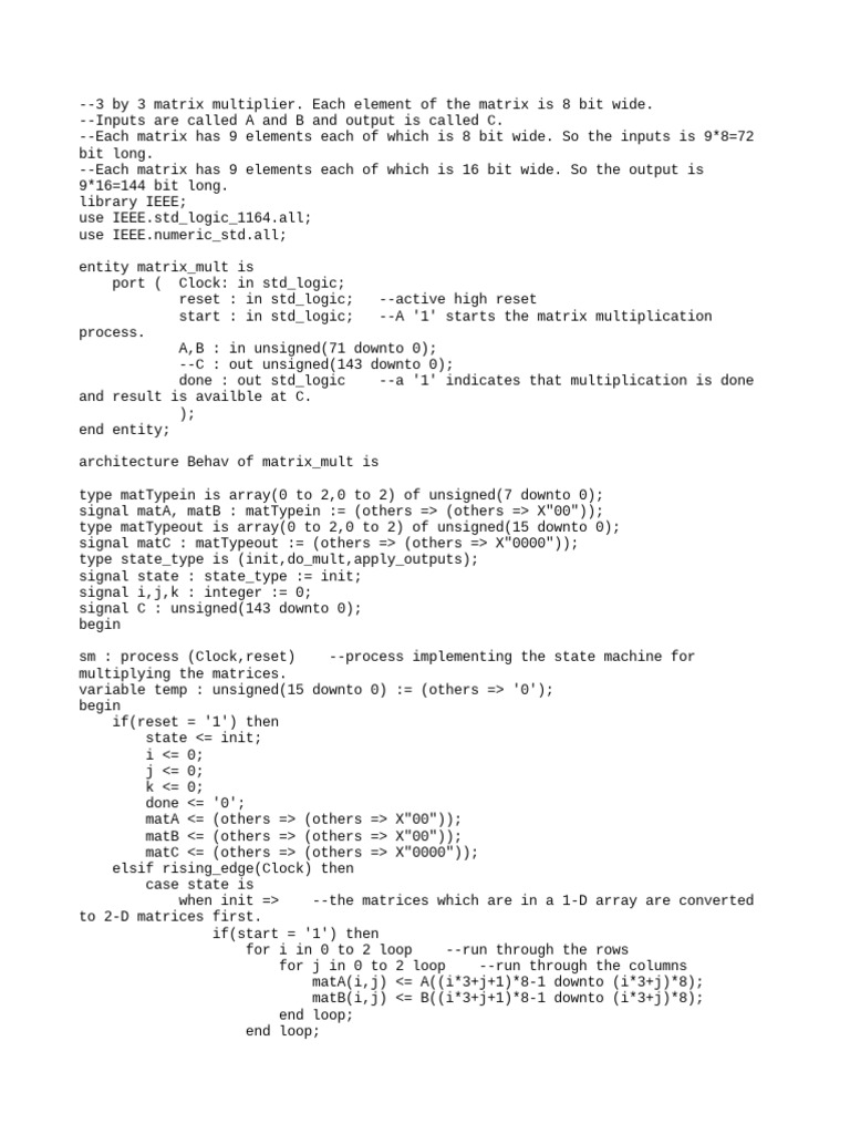3x3 Matrix Multiplier: Design and Testbench for Multiplying Two 8-Bit ...