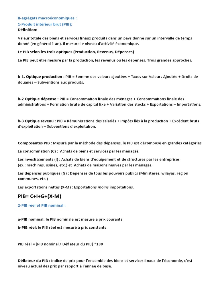 Calcul du PIB Nominal et Réel | PDF | Produit intérieur brut | Indice ...