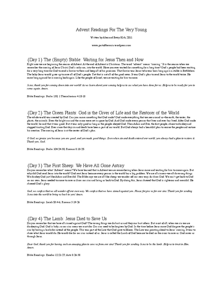 Advent Readings For The Very Young | PDF | Jesus | Biblical Magi