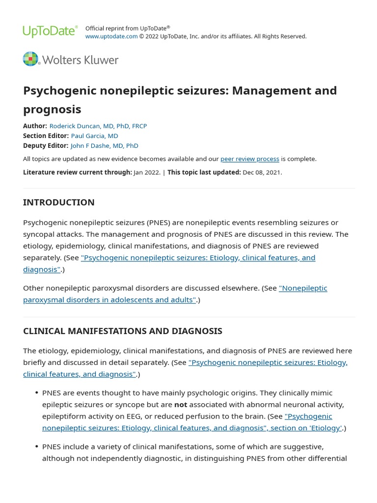 Psychogenic Nonepileptic Seizure: Associated Factors And Treatment – DQVT