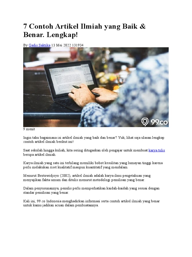 Contoh Artikel Ilmiah yang Baik & Benar | PDF