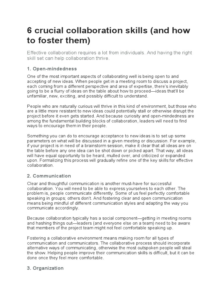 Essential Collaboration Skills Guide | PDF | Curiosity | Communication