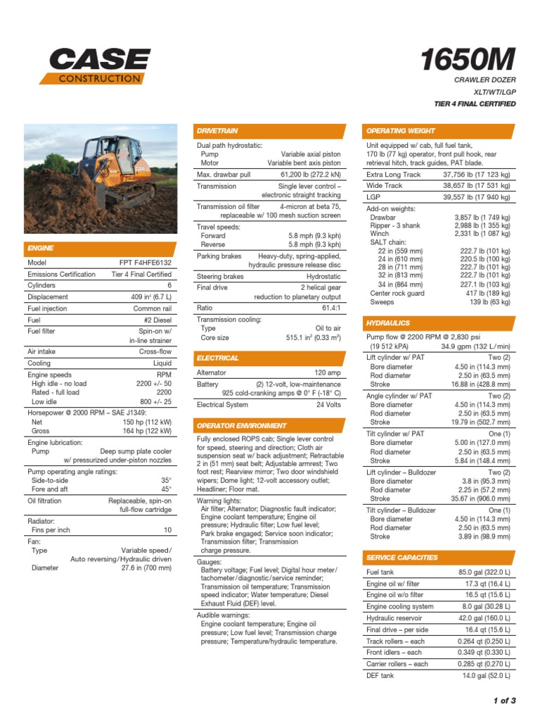 Dozer1650MSpecs201912 PDF
