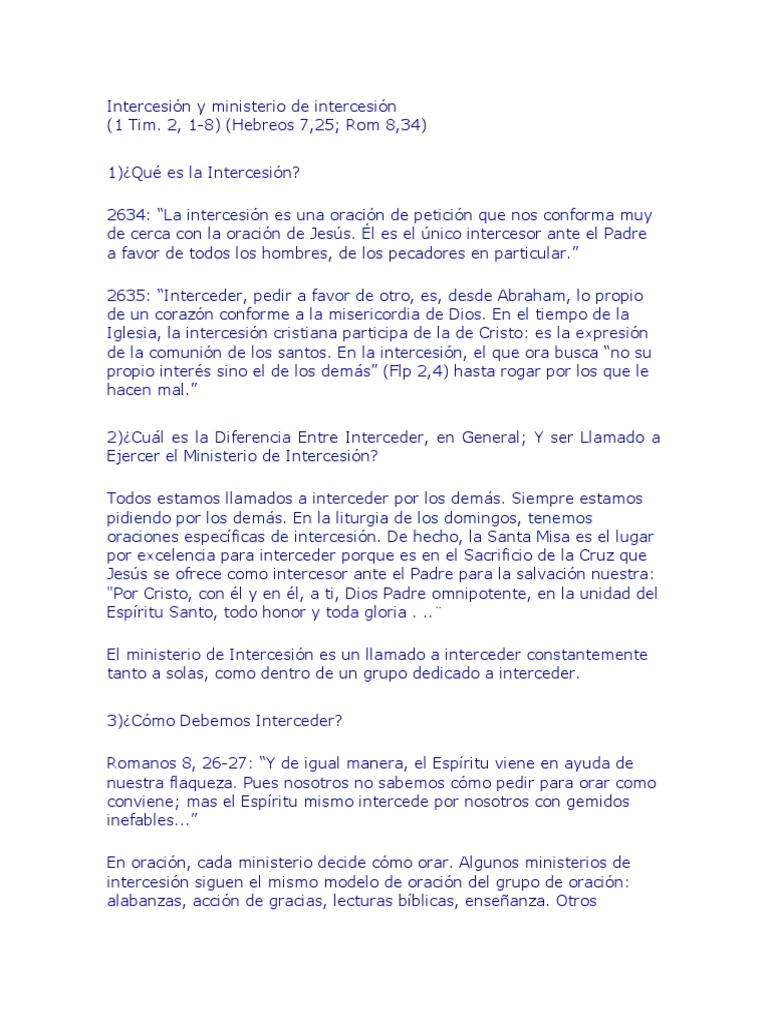 Ministerio de Intercesión en la Iglesia PDF Oración Intercesión