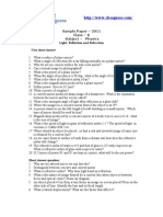 CBSE Class X Physics Sample Paper on Light Reflection and Refraction