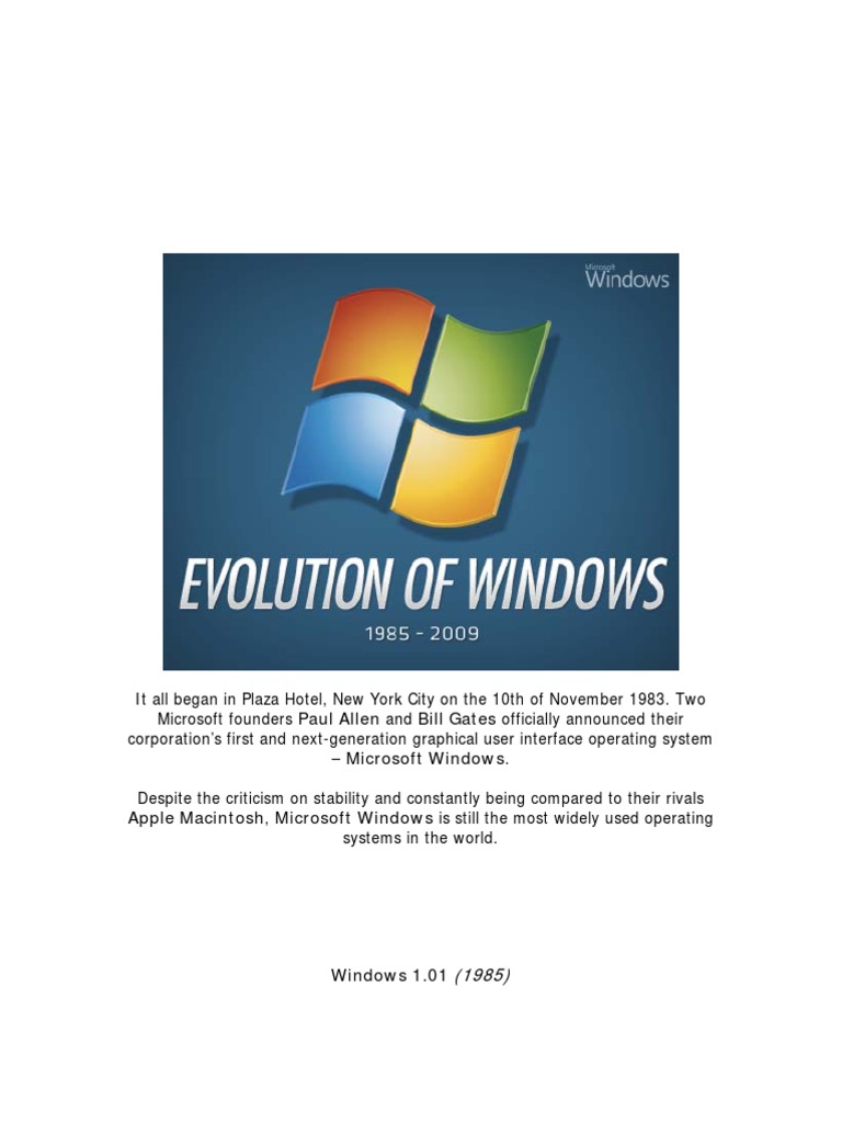 Evolution of Microsoft Windows 1985- 2009 | Microsoft Windows | Windows Nt
