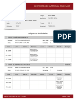 Certificado de Matrícula Académica: Asignaturas Matriculadas