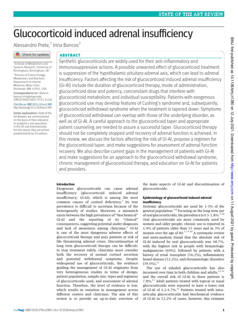 Image Result For Glucocorticoid Induced Adrenal Insufficiency The Bmj