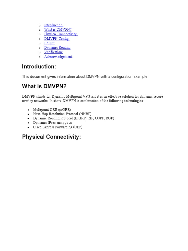 What Is Dmvpn What Is Dmvpn Physical Connectivity Dmvpn Config