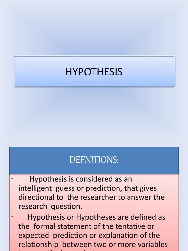 types of hypothesis pdf