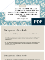 Physical and Mental Health Impact of Covid-19 Pandemic To The Students of Pangasinan State University, Bayambang Campus