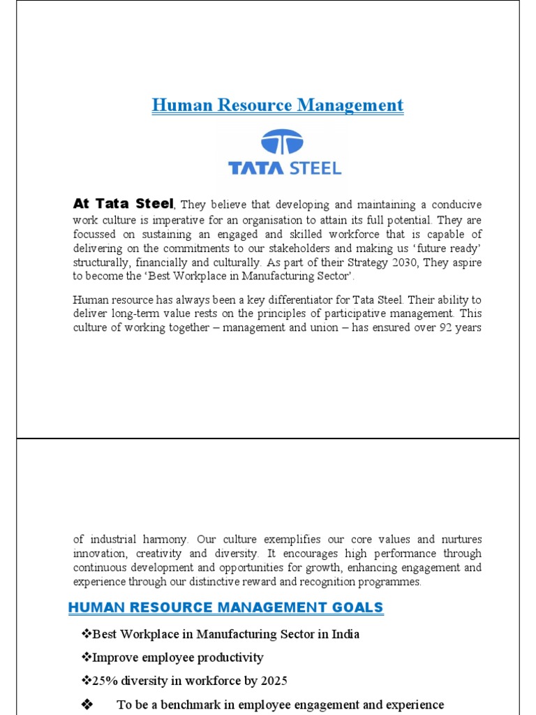 Tata Steel's HR Strategy for Success | PDF | Employment | Human ...