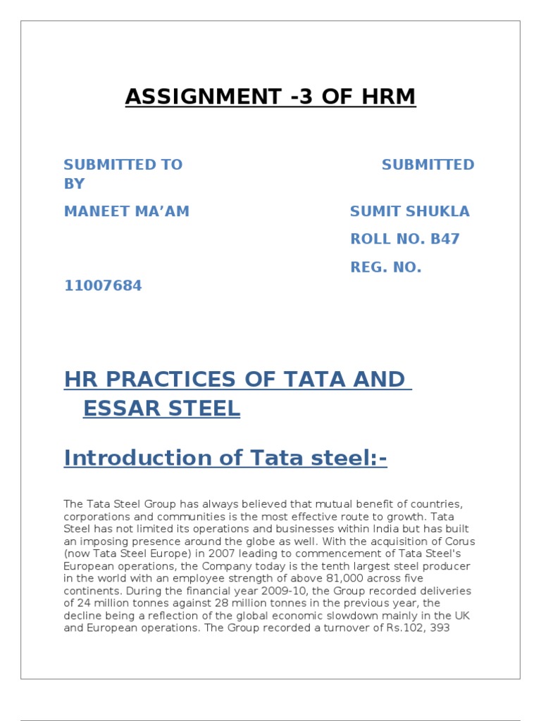 Tata Steel HR Practices Overview | PDF | Employment | Employee Retention