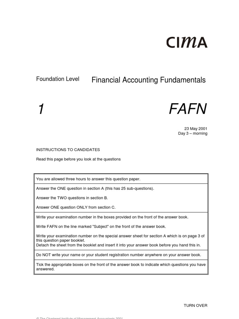 CIMA Financial Accounting Fundamentals Past Papers | PDF | Debits And ...