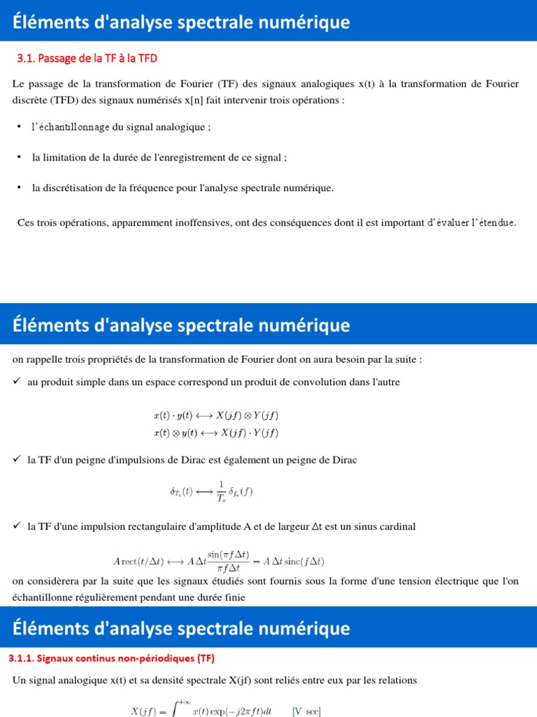 Analyse Spectrale Numérique et TFD | PDF | Transformation de Fourier ...