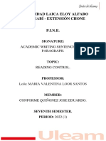 Universidad Laica Eloy Alfaro de Manabí - Extensión Chone: Academic Writing Sentences and Paragraph