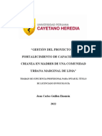 Gestión Del Proyecto de Fortalecimiento de Capacidades de Crianza en Madres de Una Comunidad Urbana Marginal de Lima