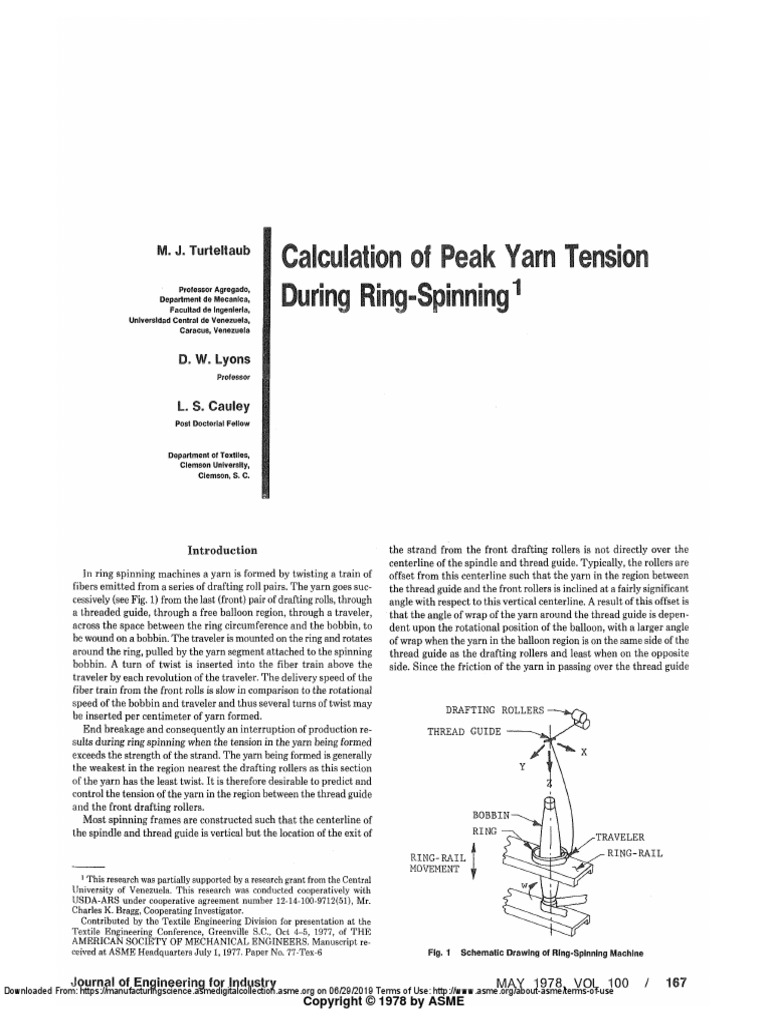 Calculation of Peak PDF Spinning (Textiles) Yarn